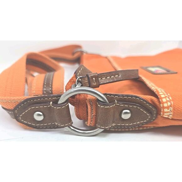 Fossil Long Live Vintage Orange Canvas Large 14x10 Bag Euc U216 - Picture 9 of 15